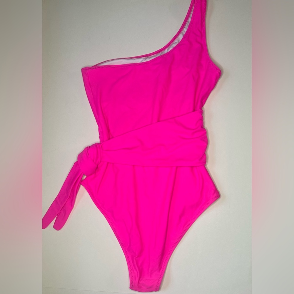 Hot Pink Fuchsia One Piece Swimwear with Hip Tie Size Small
